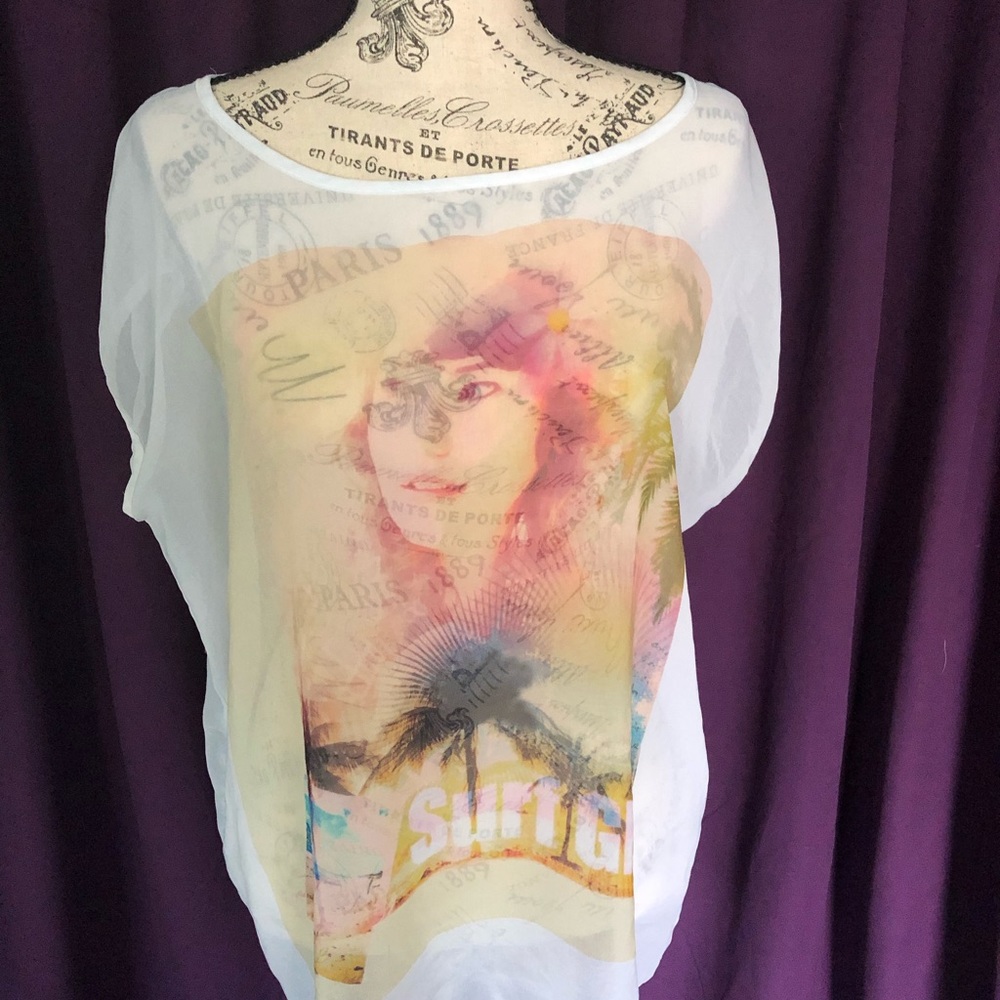 Sheer surf girl shirt